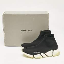 مملوكة مسبقًا Balenciaga Black Knit Fabric Speed 2.0 High Top Sneakers Size 41