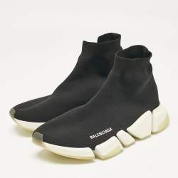 مملوكة مسبقًا Balenciaga Black Knit Fabric Speed 2.0 High Top Sneakers Size 41