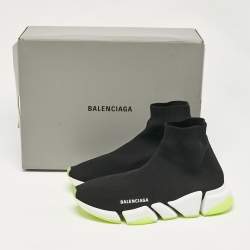 Pre Owned Balenciaga Black Knit Fabric Speed 2.0 High Top Sneakers Size 42