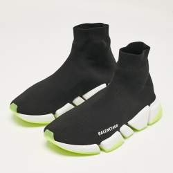 Pre Owned Balenciaga Black Knit Fabric Speed 2.0 High Top Sneakers Size 42