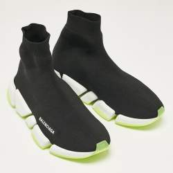 Pre Owned Balenciaga Black Knit Fabric Speed 2.0 High Top Sneakers Size 42