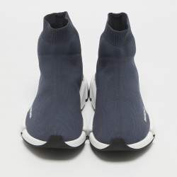 Pre Owned Balenciaga Grey Knit Fabric Speed 2.0 High Top Sneakers Size 44