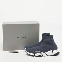 Pre Owned Balenciaga Grey Knit Fabric Speed 2.0 High Top Sneakers Size 44