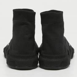 Pre Owned Balenciaga Black Knit Fabric Speed Allover High Top Sneakers Size 44
