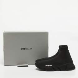 Pre Owned Balenciaga Black Knit Fabric Speed Allover High Top Sneakers Size 44