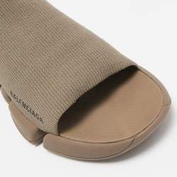 Balenciaga Brown Knit Fabric Speed 2.0 Slide Sandals Size 43