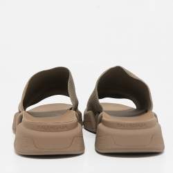 Balenciaga Brown Knit Fabric Speed 2.0 Slide Sandals Size 43