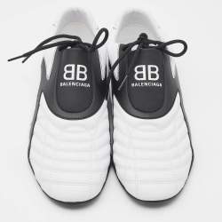 Pre Owned Balenciaga White/Black Faux Leather Zen Lace Up Sneakers Size 42