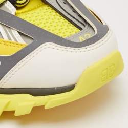Balenciaga Yellow/Grey Faux Leather and Mesh Track Sneakers Size 42