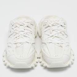 Balenciaga White Faux Leather Track Mules Size 41