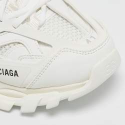 Balenciaga White Faux Leather Track Mules Size 41