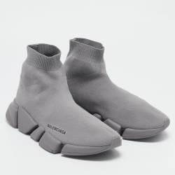 Balenciaga Grey Knit Fabric Speed Trainer Sneakers Size 42