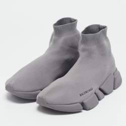 Balenciaga Grey Knit Fabric Speed Trainer Sneakers Size 42