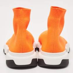 Balenciaga Neon Orange Knit Fabric Speed 2.0 Sneakers Size 45