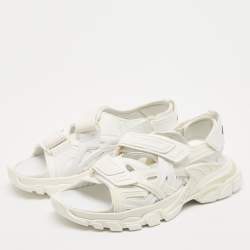 Balenciaga White Rubber and Faux Leather Track Sandals Size 42