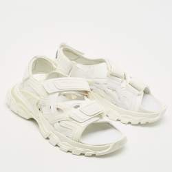 Balenciaga White Rubber and Faux Leather Track Sandals Size 42