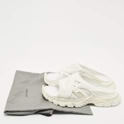 Balenicaga White Neoprene and Faux Leather Track Slide Sandals Size 41