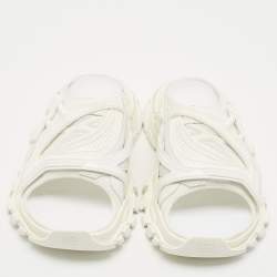 Balenicaga White Neoprene and Faux Leather Track Slide Sandals Size 41