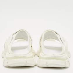 Balenicaga White Neoprene and Faux Leather Track Slide Sandals Size 41