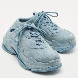 Balenciaga Blue Denim Triple S Mules Size 42