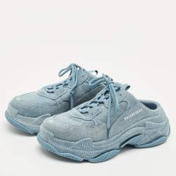 Balenciaga Blue Denim Triple S Mules Size 42