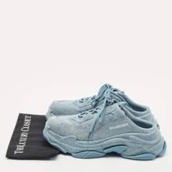 Balenciaga Blue Denim Triple S Mules Size 42