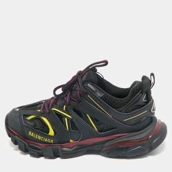 Balenciaga Black Faux Leather and Mesh Track Sneakers Size 40