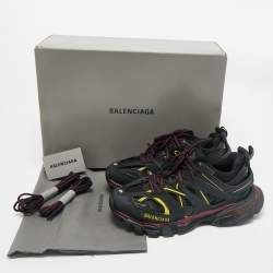 Balenciaga Black Faux Leather and Mesh Track Sneakers Size 40