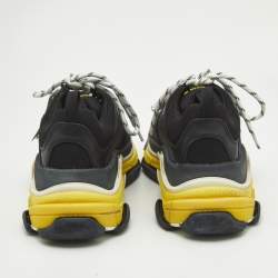 Balenciaga Black Leather and Mesh Triple S Sneakers Size 40
