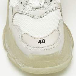 Balenciaga White Leather and Mesh Triple S Clear Sole Sneakers Size 40