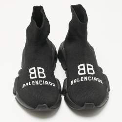 Pre Owned Balenciaga Black Knit Fabric Speed Trainer Sneakers Size 39