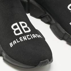 Pre Owned Balenciaga Black Knit Fabric Speed Trainer Sneakers Size 39