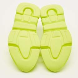 Pre Owned Balenciaga Neon Yellow Knit Fabric Speed 2.0 Sneakers Size 38