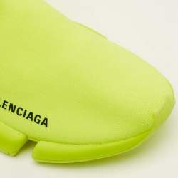 Pre Owned Balenciaga Neon Yellow Knit Fabric Speed 2.0 Sneakers Size 38