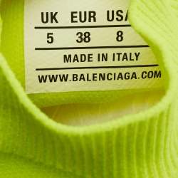 Pre Owned Balenciaga Neon Yellow Knit Fabric Speed 2.0 Sneakers Size 38