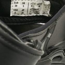 Pre Owned Balenciaga Black Faux Leather and Rubber Track Flat Sandals Size 39