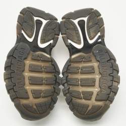 Pre Owned Balenciaga Black Faux Leather and Rubber Track Flat Sandals Size 39