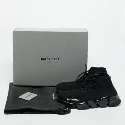 Pre Owned Balenciaga Black Knit Fabric speed 2.0 High Top Sneakers Size 40