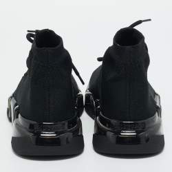 Pre Owned Balenciaga Black Knit Fabric speed 2.0 High Top Sneakers Size 40