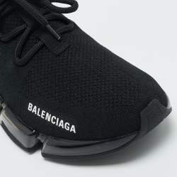 Pre Owned Balenciaga Black Knit Fabric speed 2.0 High Top Sneakers Size 40