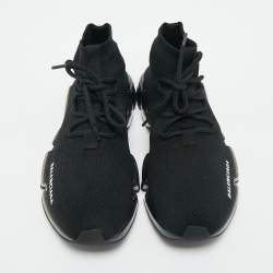 Pre Owned Balenciaga Black Knit Fabric speed 2.0 High Top Sneakers Size 40