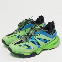 Pre Owned Balenciaga Multicolor Leather and Mesh Triple S Lace Up Sneakers Size 40