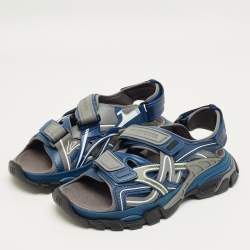 Pre Owned Balenciaga Multicolor Rubber and Faux Leather Track Sandals Size 41