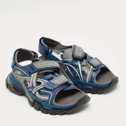 Pre Owned Balenciaga Multicolor Rubber and Faux Leather Track Sandals Size 41
