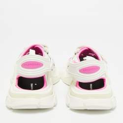 Pre Owned Balenciaga Track Size 38 White/Pink Faux Leather and Rubber Flat Sandals