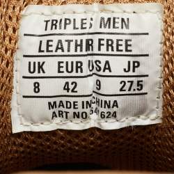 Pre Owned Balenciaga Triple S Size 42 Brown Faux Leather and Mesh Lace Up Sneakers