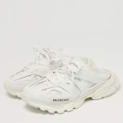 Pre Owned حذاء ميول رياضي بالنسياغا تراك حجم 41 جلد صناعي وشبك أبيض