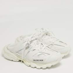 Pre Owned حذاء ميول رياضي بالنسياغا تراك حجم 41 جلد صناعي وشبك أبيض