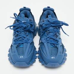 Pre Owned حذاء رياضي بالنسياغا تراك 2 جلد وأربطة مطاطية بنفسجي مقاس 38