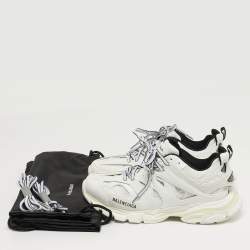 مملوكة مسبقًا حذاء رياضي بالنسياغا تراك منخفض من أعلى جلد صناعي وشبك أبيض/ برتقالي مقاس 40